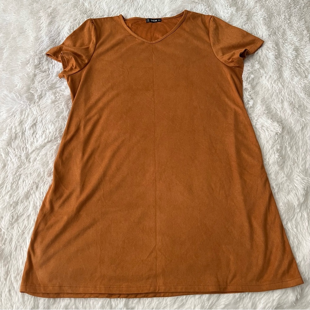 SHEIN Rust V-Neck Dress